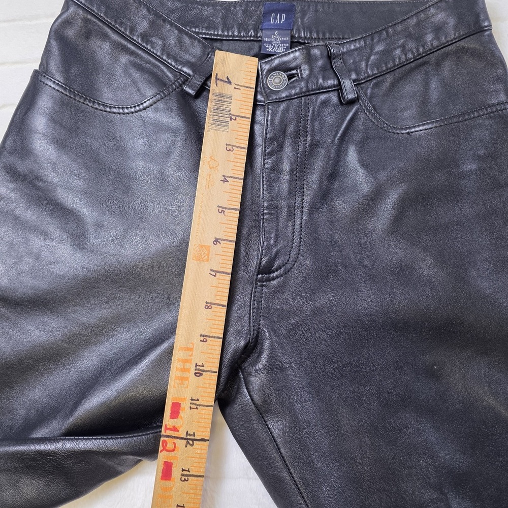 Vintage Gap Genuine Black Leather Pants Womens 6 Moto Biker Babe Retro Whimsey - Picture 9 of 11
